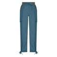 thumbnail image 5 of Kmdttou Women Wide Leg Fashion Casual Solid Color High Waist Cargo Pants A-Line Loose Wide Leg Pocket Drying Long Pants S-3XL, 5 of 6