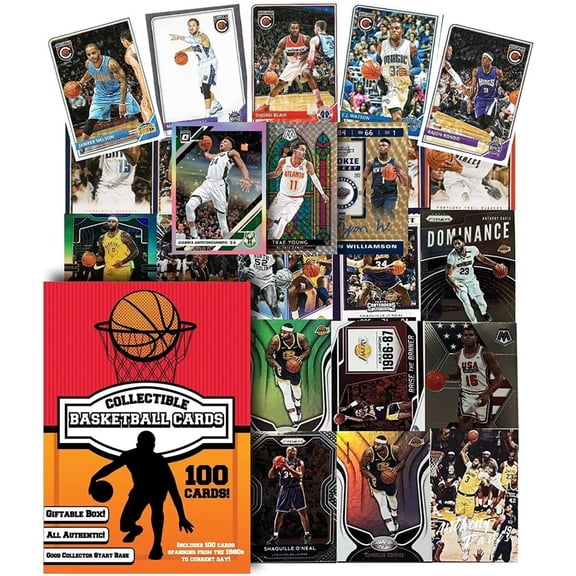 Collectible Basketball Trading Collector Cards 100ct Assorted Players Box Set Mighty Mojo