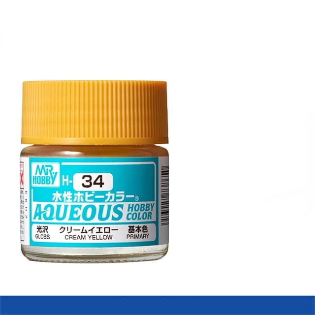 Mr. Hobby Aqueous H34 Gloss Cream Yellow Acrylic Paint 10ml for Scale Models & Miniatures