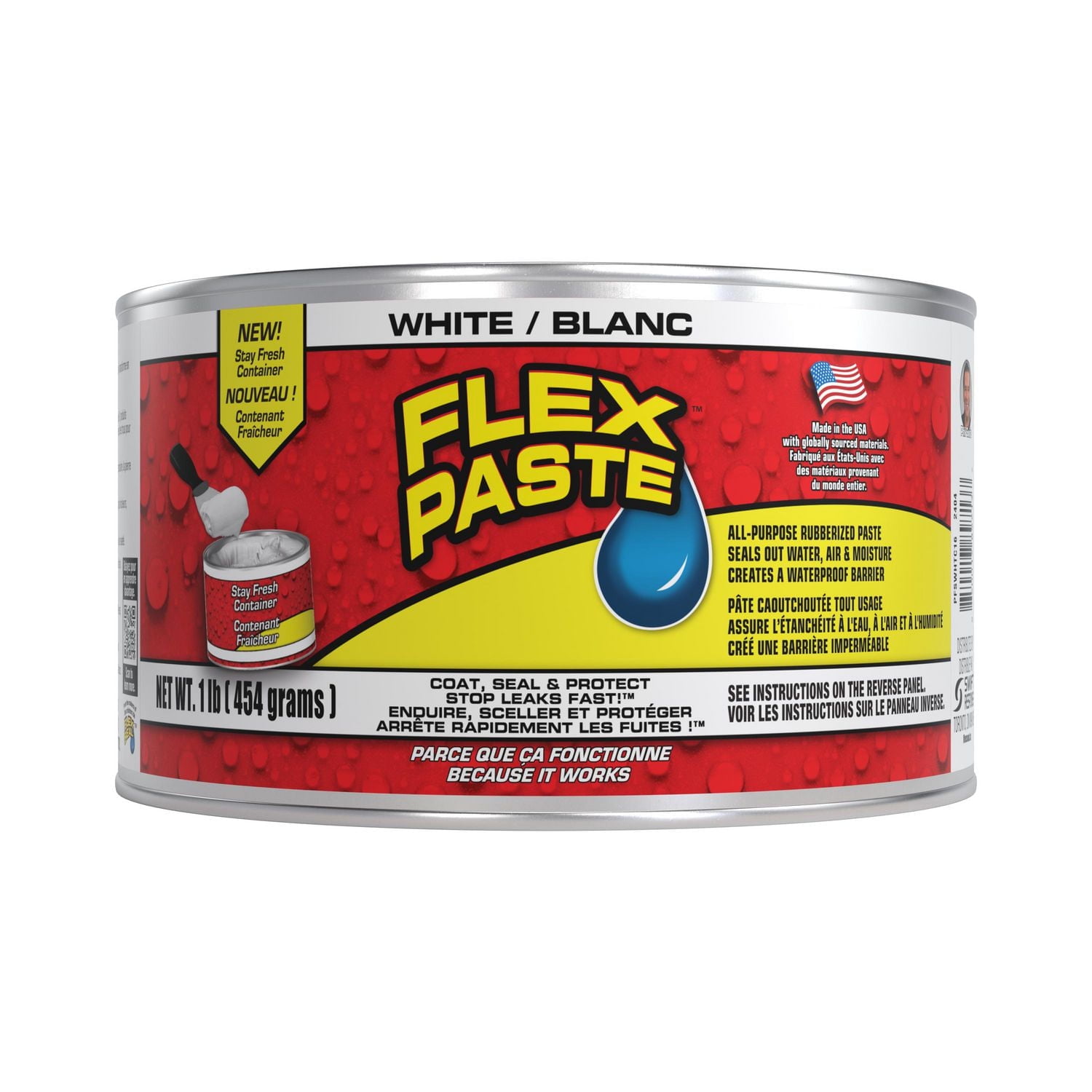 FLEX PASTE WHITE 1 LB SUPER THICK RUBBER PASTE, STOP LEAKS FAST!