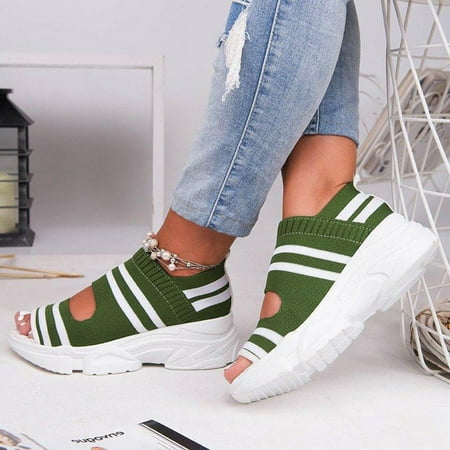 

Awdenio Women s Slide Sandals Deals Womens Summer Casual Sport Comfortable Elastic Platform Flat Sandals Beach Shoes Discount