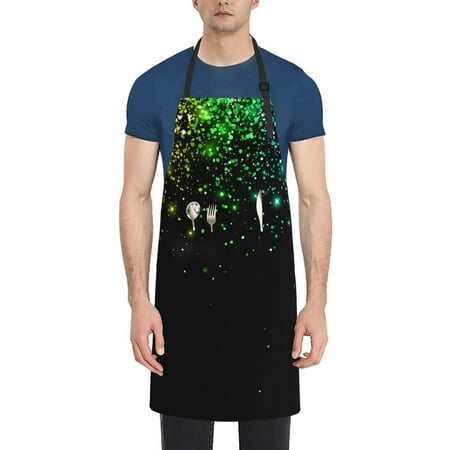 

Naloa Night Rainbow Sparkles Apron Kitchen Aprons with Pockets for Women Men Chef