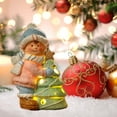 thumbnail image 5 of LED Ceramic Christmas Figurines - Light Up Boy & Girl Holiday Decor for Mantel, Tabletop & Bookcase (6.3 Inch Battery-Operated Night Light), 5 of 6