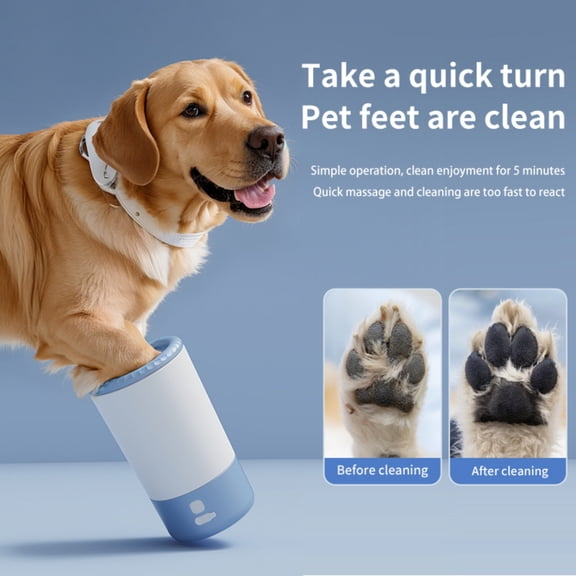 Multi-Color Pet Foot Washer With Interchangeable Heads, Electric Dog Paw Cleaner With Soft Bristles, Compact & Durable Abs Material, Fits Cats & Dogs Of All Breeds