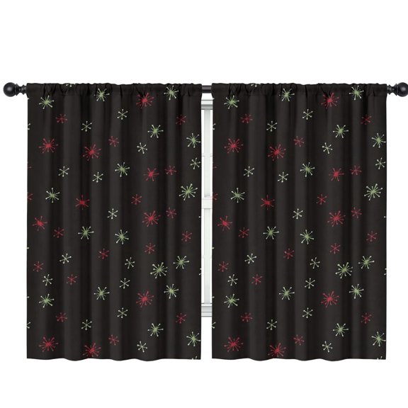 Blackout Kids Curtains,Black Christmas Star Pattern Childrens Insulated Curtains Set Of 2,Bedroom Essentials,Toddler Room Decor 42"x63"
