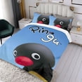 thumbnail image 3 of Pingu Conjunto de sábanas temático, trío de piezas, cómodo y amigable con la piel, diseño único, regalo de decoración para el hogar para familiares, amigos y fans, 90 cm * 190 cm, 3 of 6