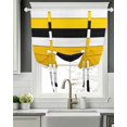 thumbnail image 5 of Farmhouse Yellow Tie Up Curtains for Window, Thermal Insulated Balloon Shade Adjustable Rod Pocket Curtains Valance Panels for Kitchen Bathroom Cafe 52 x 45 Gradient Black White Wood Grain Retro, 5 of 6