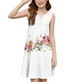 thumbnail image 5 of XADYUY Girls Summer Dresses 10/12 Button A-Line Sleeveless Tank Dresses Vintage Floral Pleated V-Neck Swing Sundresses with Pockets for 4-14t Kids, 5 of 6