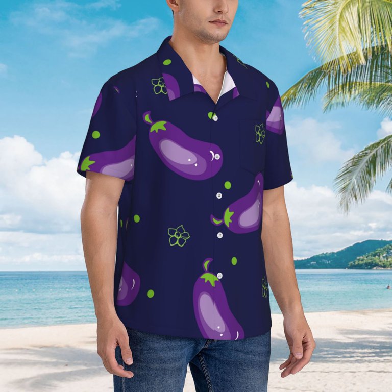 Fotbe Eggplant Hawaiian Shirt For Men Unisex Summer Beach Casual