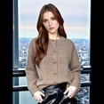 thumbnail image 4 of Suéteres Tipo Cárdigan con Abertura Frontal para Mujer, Chaqueta de Larga con Botones, Ropa de Otoño e Invierno. Caqui L, 4 of 7