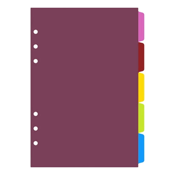 Necvior Durable 6 Ring Binder Dividers Tab Dividers Loose Leaf Spiral Binder Index Separator A5 A6 for Office School Home 5Kit