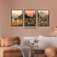 thumbnail image 3 of Mountain Canvas Wall Art, Daisy Flowers Field Landscape Poster, Boho Sunset Wall Print for Nursery Bedroom, Set of 3 Rustic Floral Picture Wall Decor, Nature Wildflower Art Wrapped Canvas, 3 of 6