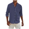thumbnail image 1 of Men's Fashion Long Sleeve Solid Colour Casual T Shirt Button Regular Fit Shirt Top2XL, 1 of 5