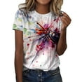 thumbnail image 1 of LUOGENLI T-shirts pour Femmes Été Décontracté Mode Col Rond Manches Courtes Imprimé Floral T-Shirt Haut Tee T-shirts Femmes Blanc Jour de la Saint-Patrick m, 1 of 4