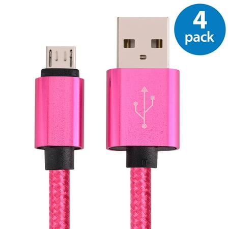 Powerbook G4 Cord - 4x Afflux 10FT Micro USB Adaptive Fast Charging Cable Cord For Samsung Galaxy S3 S4 S6 S7 Edge Note 2 4 5 Grand Prime LG G3 G4 Stylo HTC M7 M8 M9 Desire 626 OnePlus 1 2 Nexus 5 6 Nokia Lumia Hot Pink
