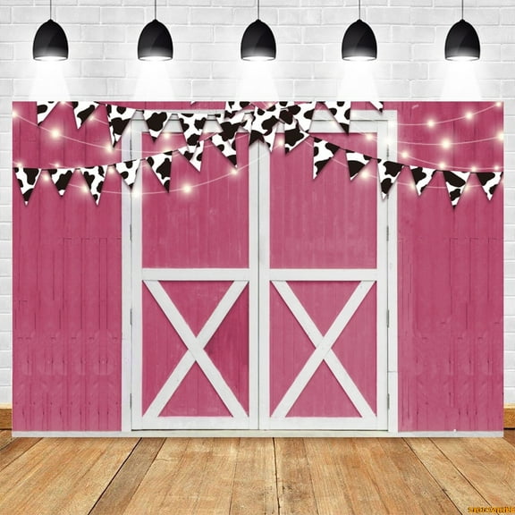 Pink Red Barn Wood Door Backdrop Vintage Western Farmhouse Baby Shower Birthday Party Photography Background r Photo Studio