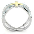 thumbnail image 3 of Luxe Jewelry Designs Women's Gold IP Stainless Steel Cross Designed Ring with Sea Blue Crystals -, 3 of 4