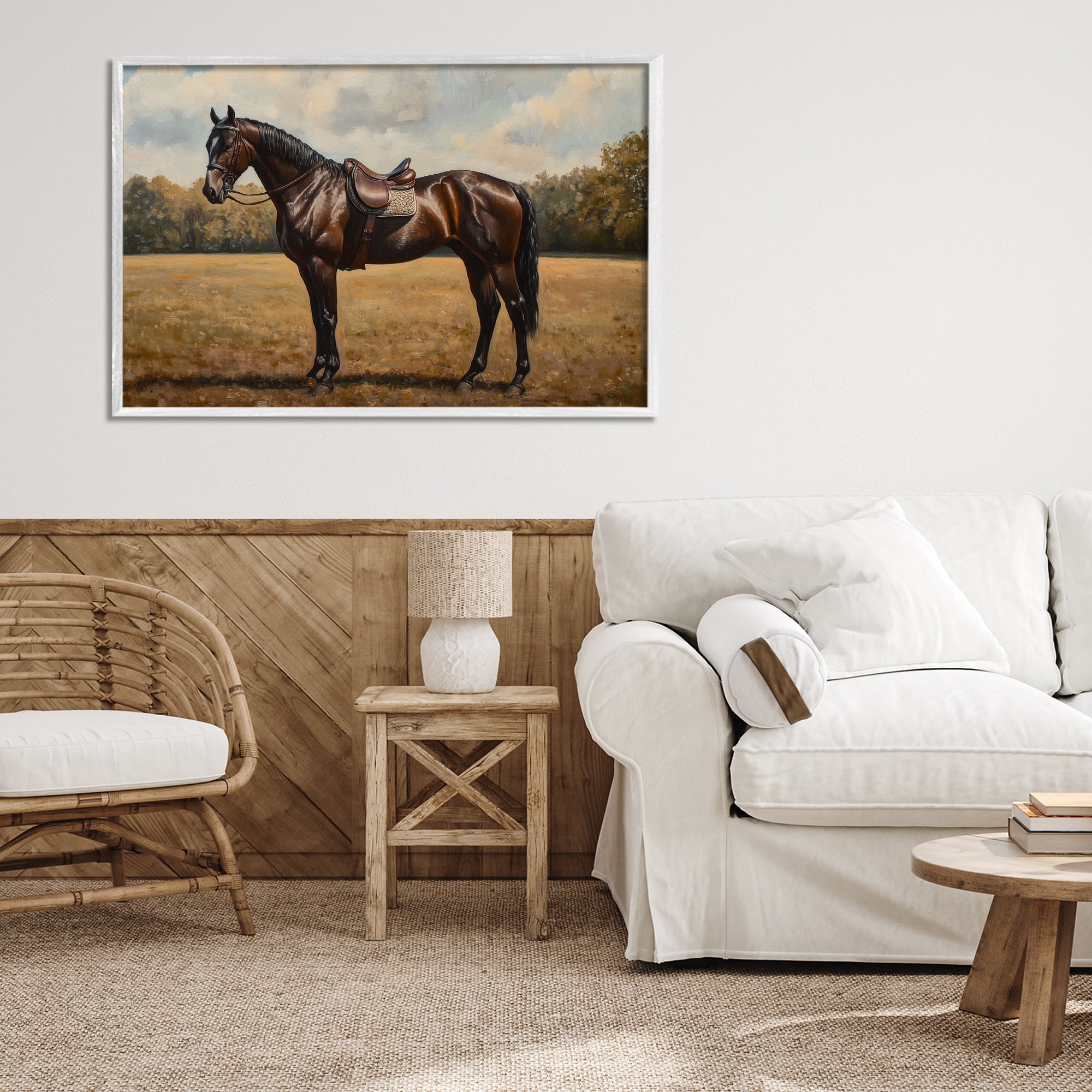 Stupell Industries Dark Brown Pony Portrait White Framed Giclee Art, design by Petal Prints Design