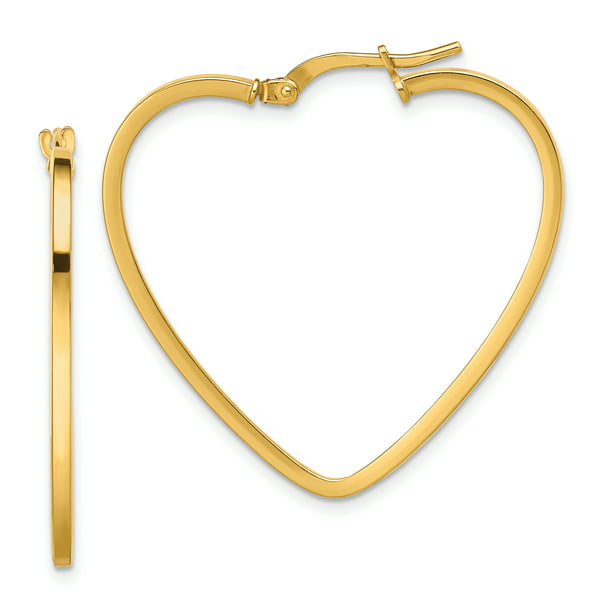 Primal Gold - Primal Gold 14 Karat Yellow Gold Polished Heart Hoop ...