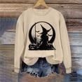thumbnail image 5 of Mifsaly Halloween Sweatshirts for Women Witch Silhouette Graphic Pullover Tops Comfortable Loose Casual Fall Holiday Festival Sweatshirt Khaki,L, 5 of 6