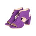 thumbnail image 4 of BLISSFUL STEP Women's Heels Front Zipped Slingback Chunky Heel Sandals Purple 9.5, 4 of 8