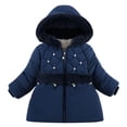 thumbnail image 2 of LFEOOST Girl's Winter Coats Full Zip Up Puffer Jackets Long Sleeve Hooded Fleece Coats Casual Shackets Soft Cozy Outwear (Dark Blue, 100/XL/18 Months), 2 of 4