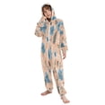 thumbnail image 5 of Soft Big Kids Onesie Pajamas Cozy Loose-Fit Jumpsuits for kids with Pockets for Christmas Lounge & Play Blue Flowers and Pink Leaves, 5 of 8