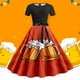 thumbnail image 1 of WILLBEST Vestidos Casuales Vestido Informal de Verano para Mujer, Cuello Redondo, Manga Corta, Cinturón Extraíble, Estampado Oktoberfest Mediana, 1 of 3