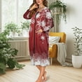 thumbnail image 2 of FOR U DESIGNS Snowflake Red Print Womens Nightgown Comfortable Long Sleeve Night Shirts Lightweight Woven House Sleep Dress Duster Lounger Robes Christmas Decor with Pockets, M, 2 of 8