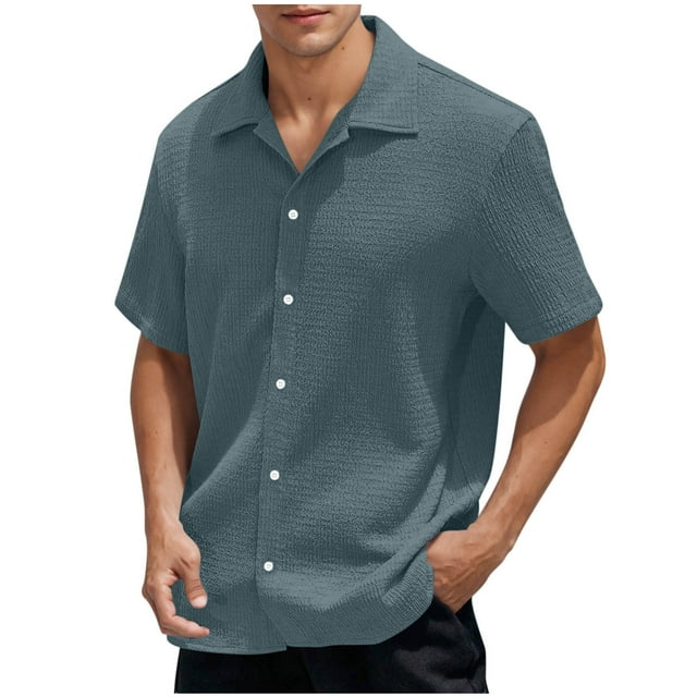 Shirts for Men Casual Short Sleeve Button Down Shirts Summer Beach Collared Shirts
