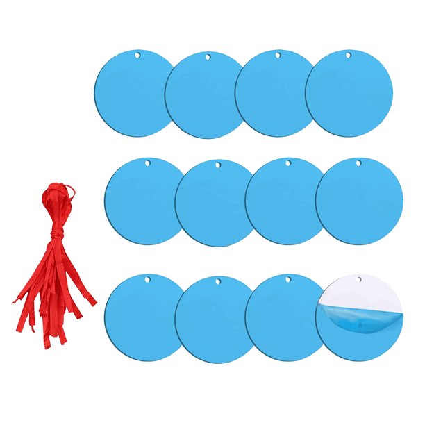 12 Piezas en Blanco para Adornos de SublimacióN - MDF para SublimacióN de Adornos NavideñOs con Hilos Rojos (3,15 Pulgadas)