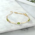 thumbnail image 3 of Gem Stone King 18K Yellow Gold Plated Silver Green Peridot and White Lab Grown Diamond Tennis Bracelet for Women | 3.90 Cttw | Gemstone August Birthstone | Oval 7X5MM | 6 inch + 1 inch Extender, 3 of 3