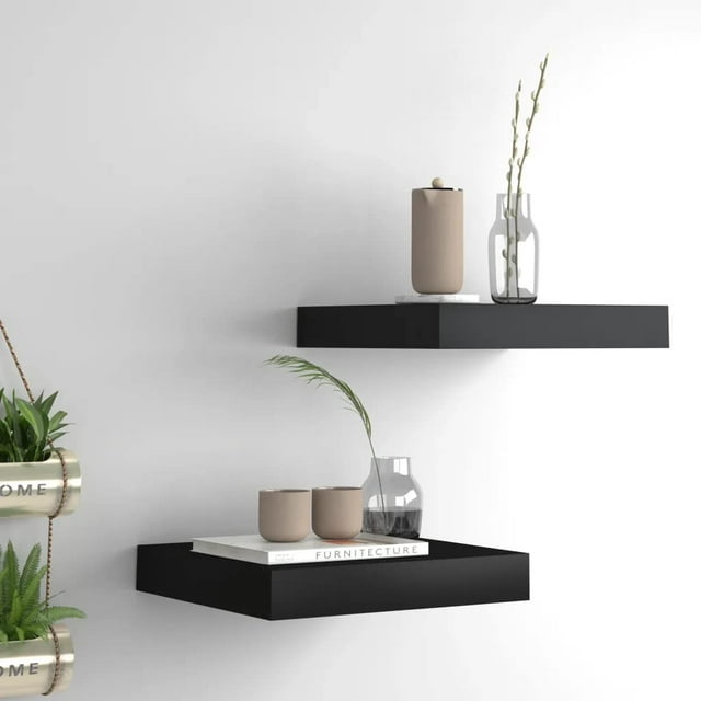 Estantes flotantes negros Casafoyer para pared 23x23,5x4 cm MDF 2 unidades