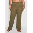 thumbnail image 3 of Women's Plus Size Gauze Knit High Waisted Straight Leg Pants, 3 of 4