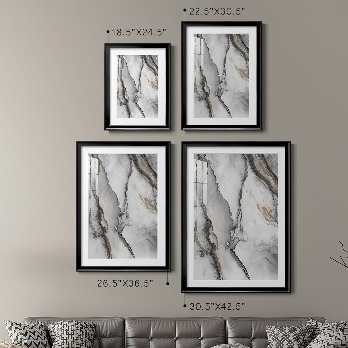 Wexford Home Abstract Ink Fantasy I Premium Framed Print, 18.5" x 24.5" - Ready to Hang, Black (Set of 2)
