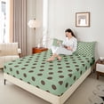 thumbnail image 4 of Homewish Green Brown Geometric Circle Boy Girl Twin Sheet Sets 3pcs,Polka Dots Twin Fitted Sheet Microfiber,Vintage Aesthetic Breathable Flat Sheet,Luxury Bedroom Decor, 4 of 7