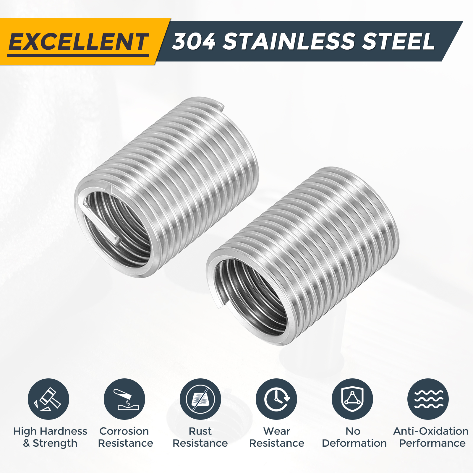 Uxcell 20pcs Wire Thread Inserts M16 x 2 x 2.5D Metric Helical Threaded Sleeve