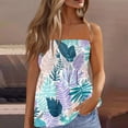 thumbnail image 2 of OIOLOYJM Tube Tops for Women Spring Cute Strapless Palm Tree Tank Tops Backless Beach Pleated Party Clothes Mint Green M, 2 of 4