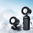 thumbnail image 2 of Black Handheld Fan with Ice Cooler Semiconductor Rechargeable Portable Pocket Fan, Hand Fan Ai Semiconductor Cooling 21000 Rpm Motor 199-Stepless Speeds 3000Mah Battery 14-Hour Runtime, By Kingtowag, 2 of 9