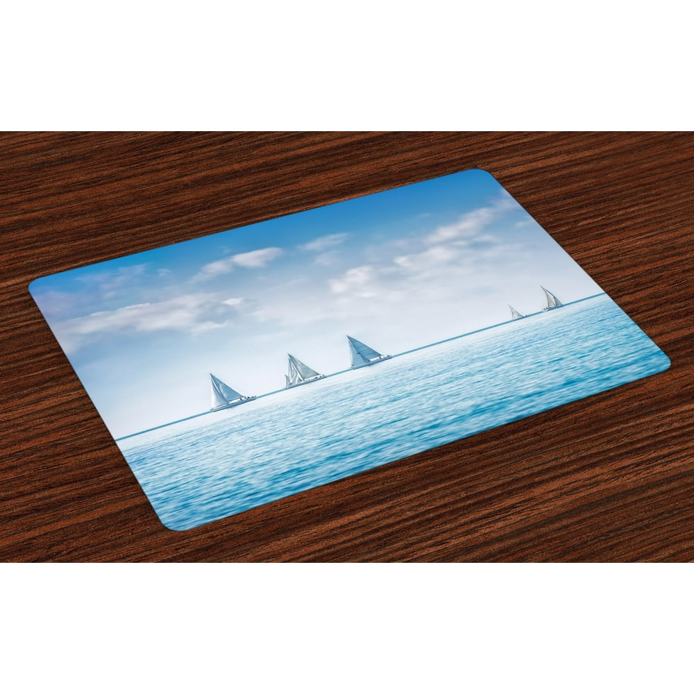 Ocean Placemats Set of 4 Sail Boats Sea Regatta Race Sports Panoramic