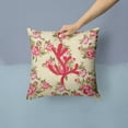 thumbnail image 2 of Coral Shabby Chic Yellow Roses Fabric Decorative Pillow, 2 of 4