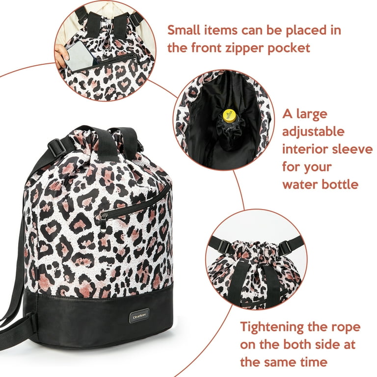 GlorySunshine Duffle Bag for Women Drawstring Backpack Gifts for Mom Inside  Zipper Pockets and Water Bottle Holders Hiking Bag Leopard - Walmart.com
