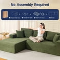 thumbnail image 6 of New 108" Plush Corduroy Cloud Couches Sectional Sofa with L-Shaped Modular Boneless Sofa for Living Room with Convert Left/Right Facing, No Assembly(Green, Left Facing Chaise), 6 of 9