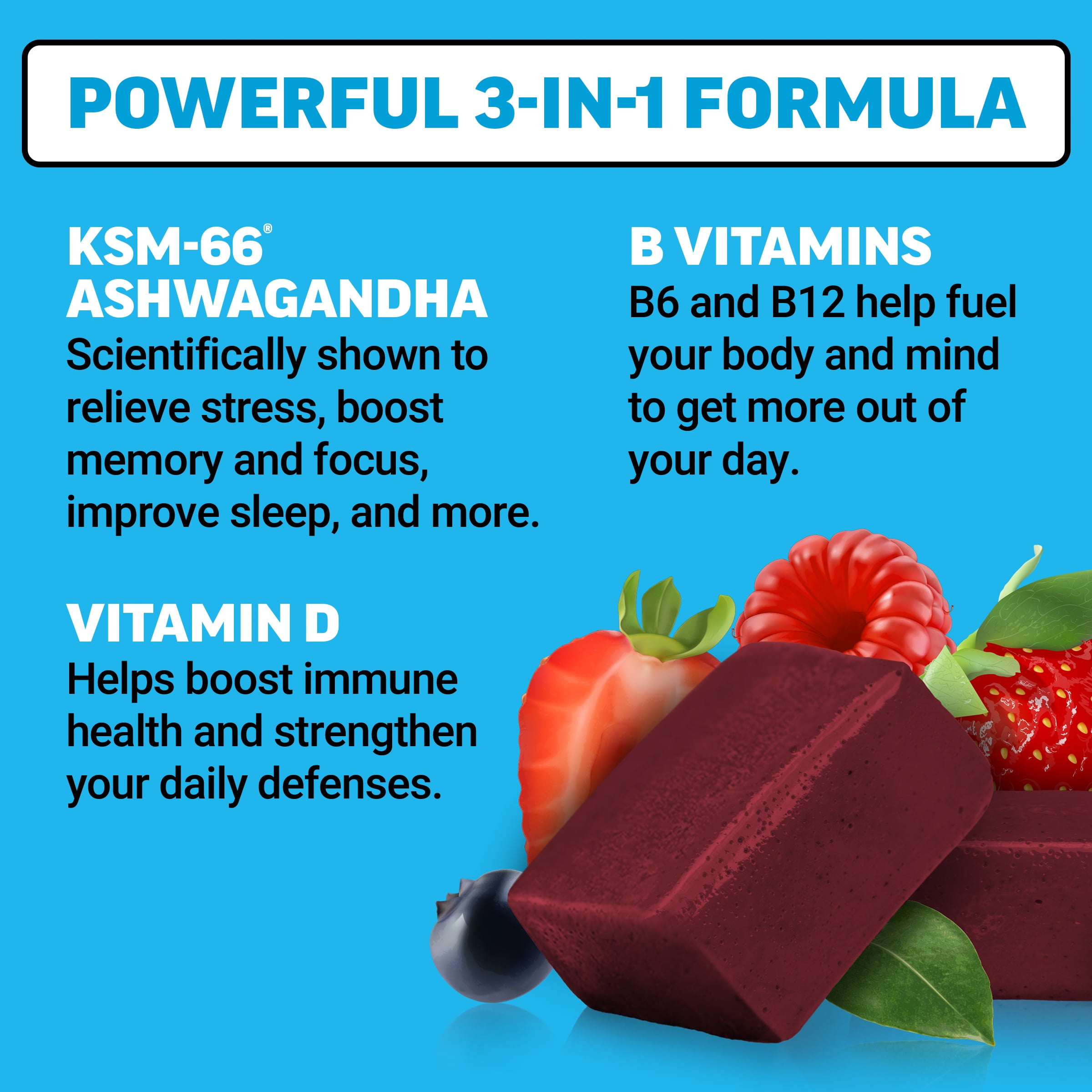 Force Factor Amazing Ashwa with KSM-66 Ashwagandha & L-Theanine for Stress Relief, Relaxation & Cortisol Balance, Triple Berry, 10 Soft Chews