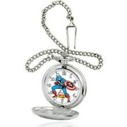 Marvel Men's Silver Pocket Watch, Silver Chain