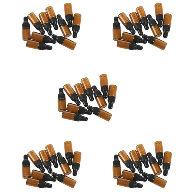 50Pcs 3Ml de Gotero de Vidrio Marrón Vacías con Pipeta para Aceite