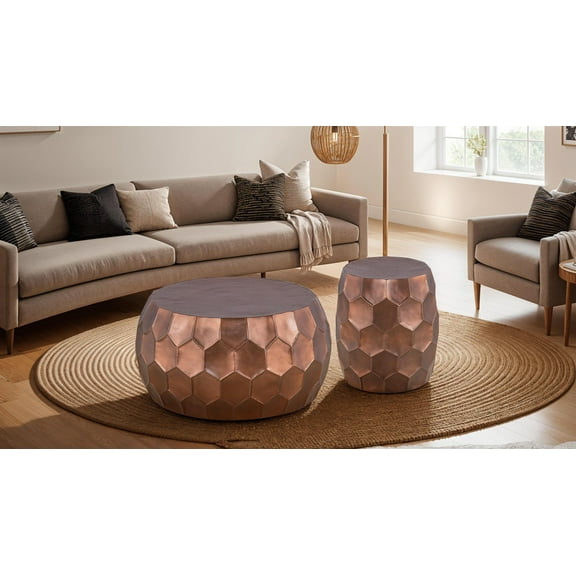 Galaxy Home Furnishing CT-101 Coffee Table ET-101 End Table in Copper color