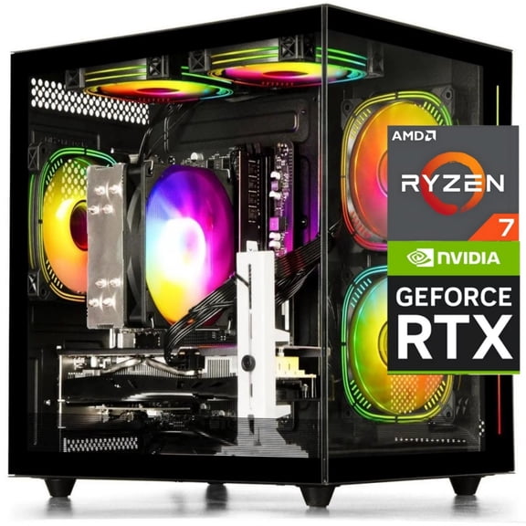 ZHICGCP Gaming Desktop PC, Ryzen 7 5700X, RTX 3050 8GB,1TB SSD, 16GB DDR4, Black, Windows 11
