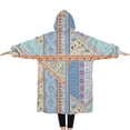 thumbnail image 2 of Oversized Wearable Blanket Hoodie,Multicolor Ethnic Striped Pattern Sherpa Blanket Hoodie with Super Pockets,Super Warm Fuzzy Pullover for Women & Men, 2 of 6