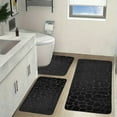 thumbnail image 3 of Juego de 3 alfombrillas de baño grandes y absorbentes con densidad de esponja 25D, antideslizantes, de terciopelo y lavables, ideales para la decoración del hogar (Negro, 50x80cm, 40x60cm, 40x50cm). R, 3 of 8
